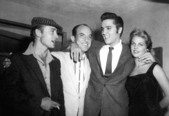 1956 Oct 12 Nick Adams, Eddie Fadal, Elvis and unidentified fan.jpg